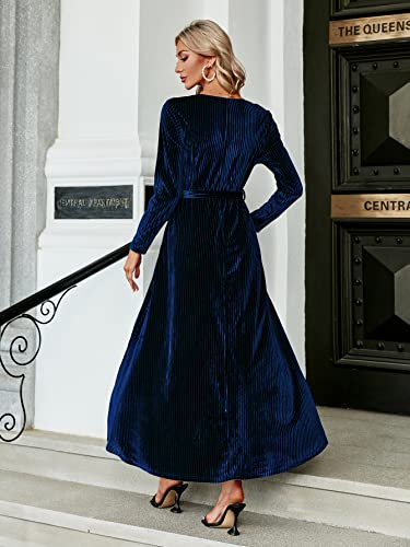 Image of BerryGo Women's Velvet V Neck Wrap Semi Formal Dress Cocktail Party Maxi Dress for Wedding Guest