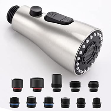 AMAZON - Pull Down Kitchen Faucet Sprayer Head Replacement Part, 3 Function Pull Out Sink Sprayer Replacement Nozzle, Kitchen Faucet Head Hose Spray Tap Spout, Brushed Nickel