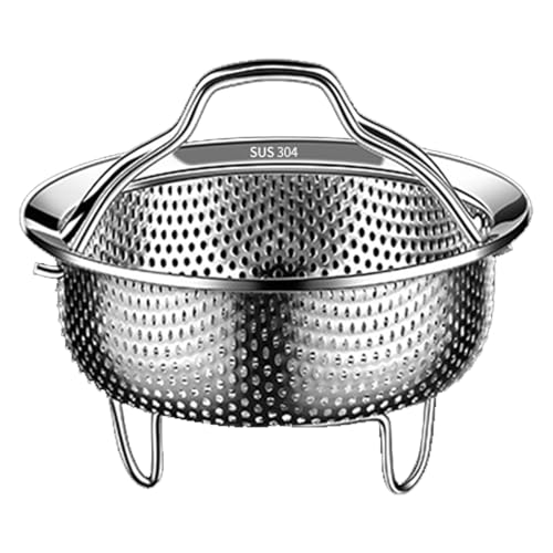 Cesta de vapor de acero inoxidable 304 | Colador de metal multifuncional resistente al calor de 14 a 22 cm | Estante para cocinar verduras, carne y postres para arroz, bollos, pasta | Compatible con