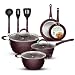Produktbild NutriChef Nonstick Cookware Excilon Home Kitchen Ware Töpfe & Pfannen Set mit Stielkasserolle Bratpfannen, Kochtöpfe, Deckel, Utensilien PTFE/PFOA/PFOS, 11 Stück, lila Diamant, Einheitsgröße