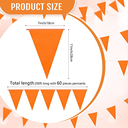 Image of Tatuo 200 Feet Solid Pennant Banners Flags String Triangle Hanging DIY Bunting Flags Party Decorations for Grand Opening Party Banners for Kids Birthday, Shops (Orange)