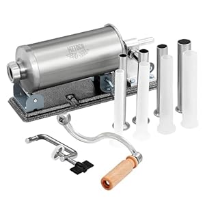 MZTOGR Wurstfüller Wurstfüllmaschine, horizontale Küchen-Edelstahl-Wurstfüllm... mit Saugfuß, professionelles hausgemachtes Wurstfüllrohr in 8 Größen