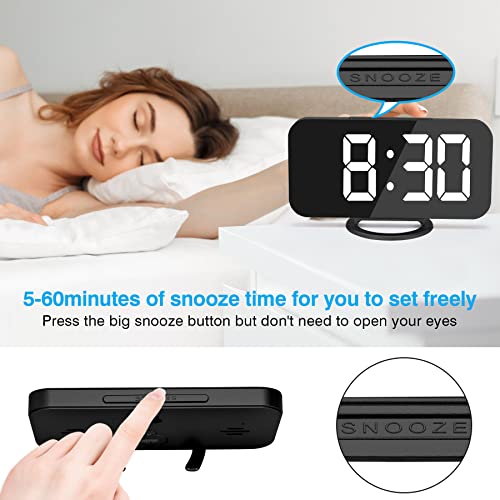 Sukeen ZY-CLOCK-004 Digital Alarm Clock,6 Inch Large Led Display With Dual Usb Charger Ports | Auto Dimmer Mode | Easy Snooze Function, Modern Mirror Desk Wall Clock thumb #2