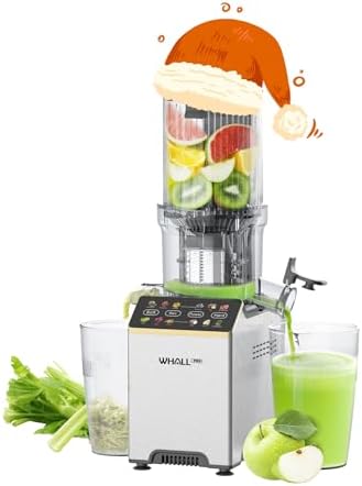 Cold Press Juicer, Touchscreen Juicer Machines with 4.5'' Wide Feed Chute, Stainless Steel Masticating Juicers Easy to Clean, Ergonomic Operational Panel Design, High Juice Yield, Chrome