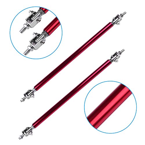 Eccpp Adjustable 5.91"-11" Red Front Bumper Lip Splitter Strut Rod Tie Support Bars Universal 2Pcs #TOP4
