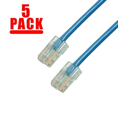 Grandmax 10�p�b�Ncat5e rj45�C�[�T�l�b�g�l�b�g���[�N�p�b�`�P�[�u���A350 MHz�AUTP 15 Feet (5-Pack) C5E-015-BLU-5PK