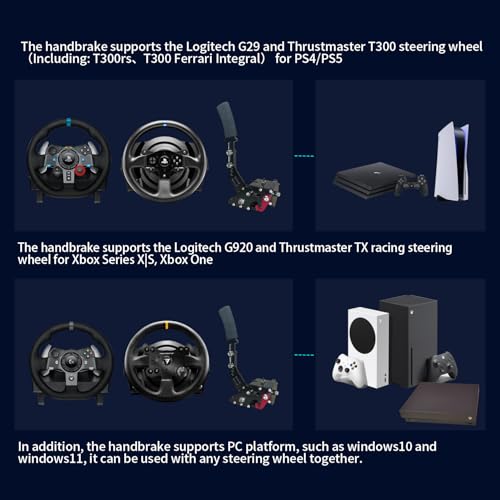 Image of HCXLELD Sim Racing Handbrake, G29 T300 Racing Wheel for PS4 /PS5, G920 TX Racing Wheel for XBOX Series X /S, All Racing Wheels for Windows, and included table clamp