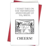 Bablira Funny Gothic Medieval Halloween Birthday Card, Dark Humor Birthday Card for Friends Family, Art History Card, I Toast Thee On The Triumphant Anniversary Of Thy Birth