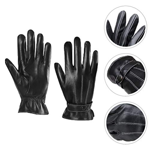 1 Par Luvas Cara Couro Sintético Motocicleta Roupa Formal