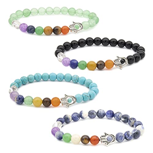 MINGZE Pulsera De Los Piedras Naturales, Pulsera De Lava Pulsera De Yoga...
