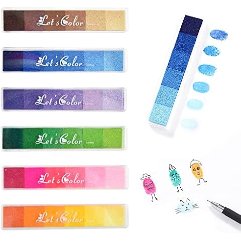 XINCHAO Stempelkissen Set 36 Farben SFingerabdruck Stempelkissen Abwaschbar Stamp Pad Fingergradienten-Stempelkissen für Stempel Cover