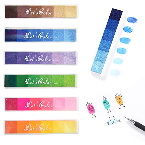 XINCHAO 6 Piezas Almohadillas de tinta Huellas Dactilares Pad Almohadilla de Tinta para niños Lavable Almohadillas De Sellos Arco Iris Color de Huellas Dactilares Almohadilla de Tinta (36 Colores) Cover