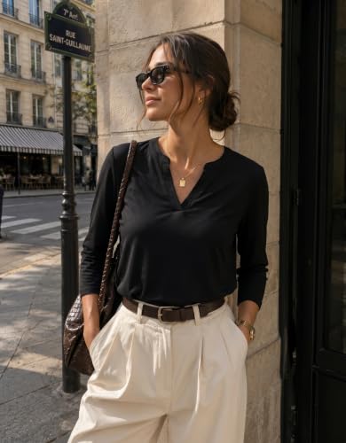 Image of Zeagoo Womens 3 /4 Length Sleeve Tops V Neck Tunic Dressy Casual Blouse