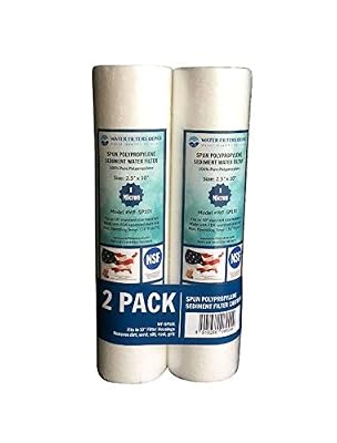 WFD, WF-SP101 2.5"x10" 1 Micron Sediment Water Filter Cartridge, Spun Polypropylene, Fits in 10" Standard Size Housings of Undersink RO or Filtration Systems (2 Pack)