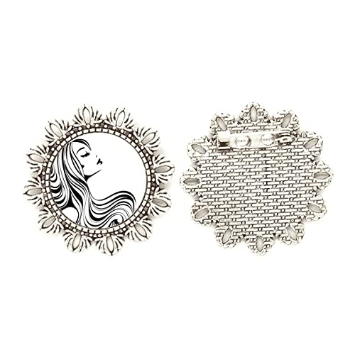 Broche de pelo de flores plateado para mujer con cabello largo rizado medium