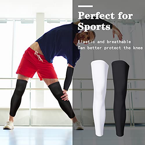 Geyoga 2 Pairs Compression Full Length Leg Sleeve Arm Sleeve for Men Women, Football (Black, White, Large)2