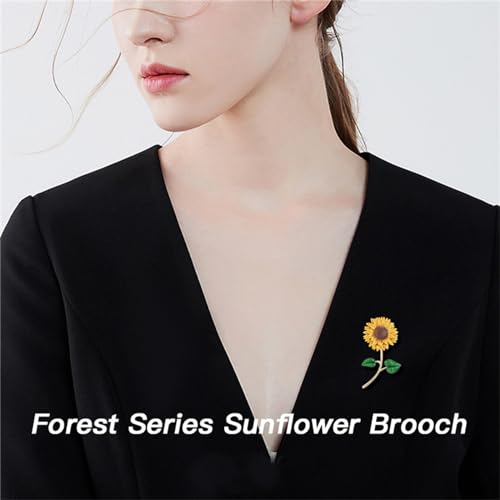 Image of WCRAZYE Sunflower Flower Brooch Pin for Women Girls Elegant Enamel Crystal Rhinestone Yellow Flower Plant Brooch Pin, Charm Sun Flower Coat Brooch for Mom Christmas Valentine's Day Jewelry Gifts