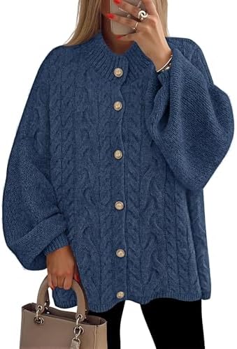 ZESICA Women's Fall 2026 Cardigan Sweaters Long Sleeve Button Down Oversized Soft Knit Winter Coats Trendy Outerwear