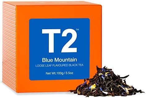T2 Tea - Blue Mountain Black Tea, Loose Leaf Flavoured Black Tea in Gift Cube, 100g. 3.5oz
