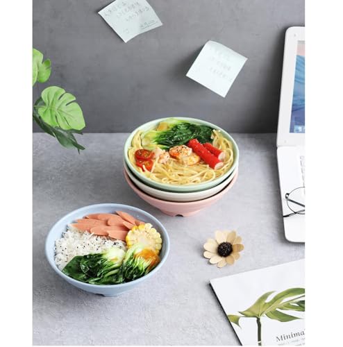 Image of Wheat Straw Salad Bowls Set (900ml) - Large Microwave Safe, Unbreakable & Stackable Bowls for Salad, Pasta, Soup, Ramen - BPA-Free, Eco-Friendly, Lightweight Serving Bowls for Kitchen (2, Multi)