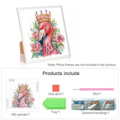Image of AiYuanzsh 5D Special Shape Diamond Art Kits for Beginners, Diamond Art Painting Kits for Adults Flamingo, Crystal Rhinestones Diamond Art for Home Wall Decoration Gift 12x12inch /30x30cm, Animal