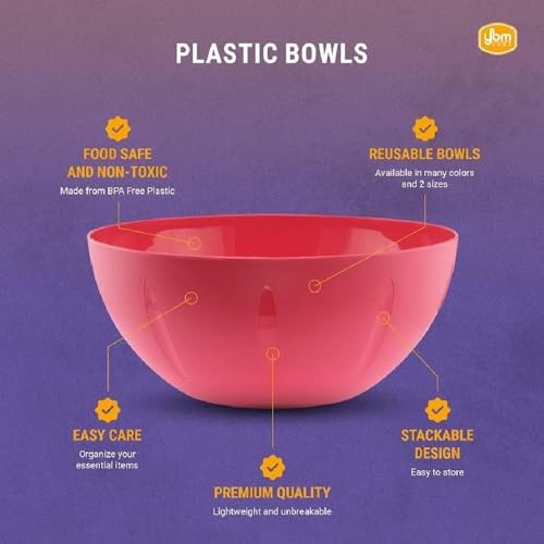 Tazón de plástico rosa de 10 pulgadas para servir YBM HOME miniatura 6