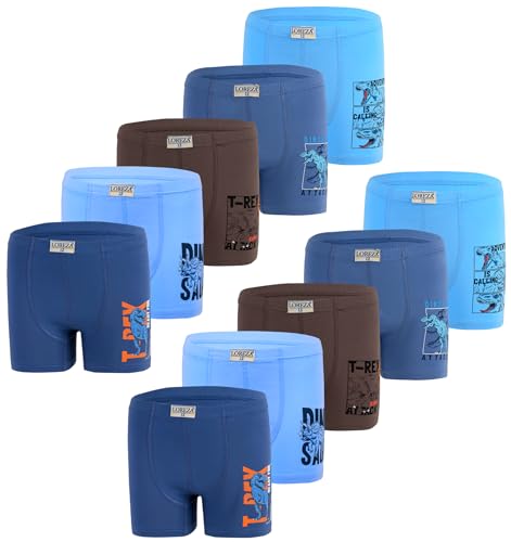 LOREZA ® 10 Pack Jungen Boxershorts aus Baumwolle Unterhosen (104-110 (4-5Jahre), Modell 9)