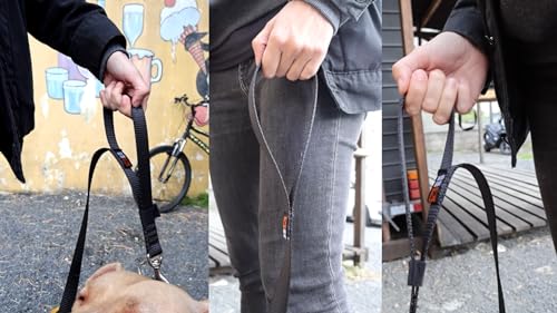 Guia Alça Dupla Barkon Dog Mosquetão Reforçado (Preto, 1,20 metros)