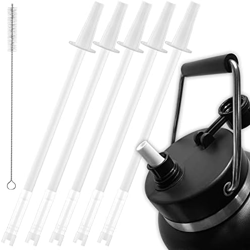 Jmoe USA Straw Adapter Kit for RTIC Jugs | 5-Pack of Reusable BPA Free Straws | Includes Cleaning Brush | Food-Grade Plastic | Compatible With Jug Lid | Easy to Clean (One Gallon)