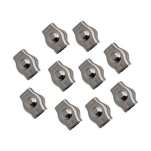 BAZEITFLOW 10 piezas Abrazaderas de Acero Inoxidable Cable de Clip Práctico para Cuerda y Alambre Resistente la Oxidación con Superficie y Fundición de Precisión para Sujeción Segura de