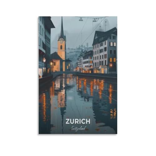 Kunsthaus Zurich Travel Poster Canvas Wall Art 08x12in