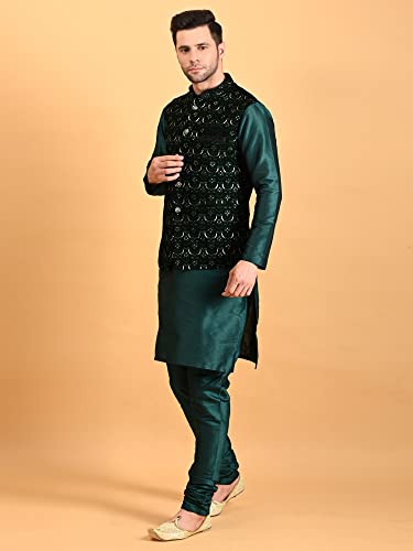 Image of Uri and MacKenzie Men's Silk Blend Kurta Pajama with Designer Ethnic Nehru Jacket /Modi Jacket