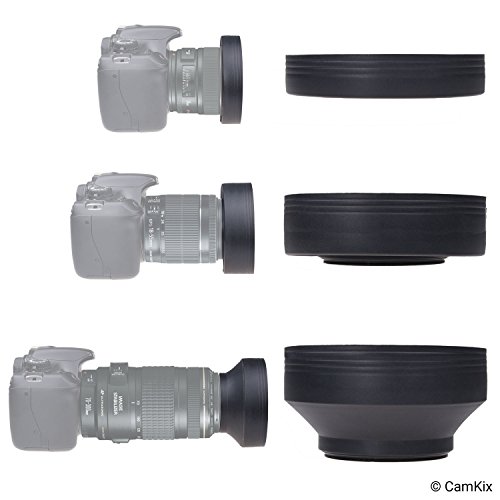 Parasol de Lente para Cámara CAMKIX de Goma de 52 mm – Juego de 2, Plegable en 3 Pasos, Protege contra Deslumbramiento y Flare para Fotografía y Vídeo miniatura 3