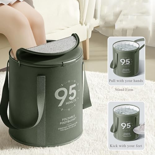 Bañera plegable portátil para pies con asa verde miniatura 2