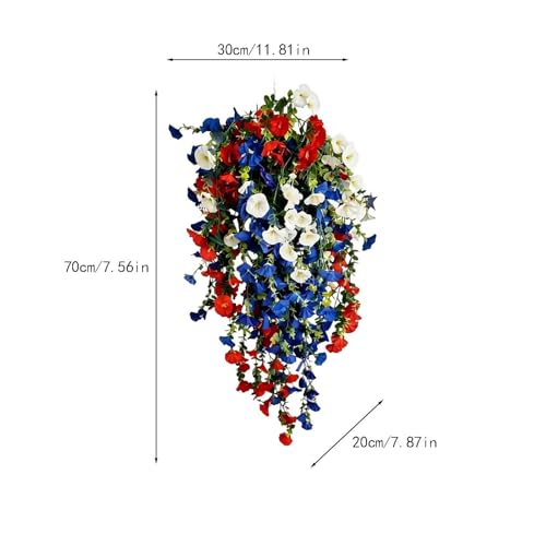 Flores patrióticas artificiales colgantes para decorar puertas sin riego 7