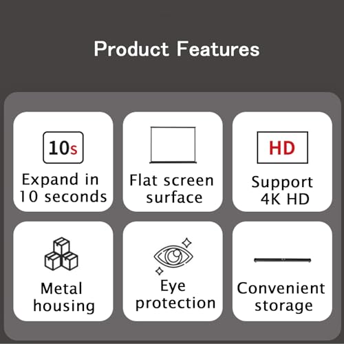 Pantalla de proyección portátil de 30 pulgadas 4:3, pantalla retráctil pequeña para mesa, ligera y durable, con patas interiores y funda para transporte miniatura 5