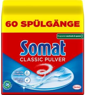 Somat Klassisk powder, opvaskemaskinerens til daglig rengring, fjerner de mest genstridige pletter ved hver vaskecyklus, skansomt for miljet, 1x 960 g