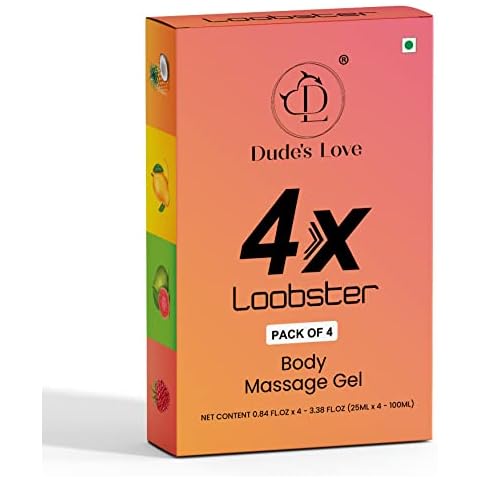 Loobster - Flavoured Body Massage Water-Based Gel | Non-Sticky - No Stain | 25ml X 4 - 100ml by Dude's Love Cover