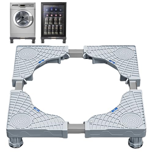 Waschmaschinen Untergestell, Verstellbare Waschmaschinensockel mit 4 Füßen, Rostfreier Waschmaschine Untergestell mit Rutschfester Stoßdämpfungsfunktion, für Waschwaschine,Kühlschrank und Trockner