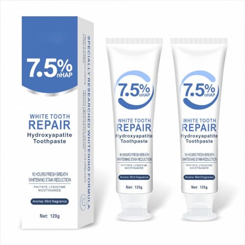 2 Pcs Hydroxyapatite Toothpastes, Effectively to Mineralizing Cleaning Remineralizing Gum Enamel Protection Hydroxyapatite Toothpastes.