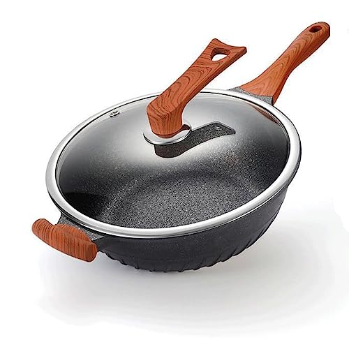 Hljbby 12.6 Inch Wok Pan With Lid Cast Aluminum, Maifanshi Non-Stick Wok For Cooking Wok Skillet And Gas Cooktops/Induction/Electric Stove #TOP11