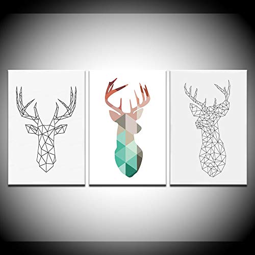 Tableau triptyque cerf géométrique pour raviver un mur blanc vide - 2