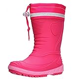  AQUAZON Classic Kinder Gummistiefel, Regenstiefel, Rain Boot, Gefüttert Mit 80% echter Schafswolle oder ungefüttert, wasserfest, federleicht für Jungen und Mädchen, Size:29, Farbe:pink gefüttert