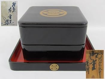 骨董 漆器 重箱 金色模様 2段重 重台付 木製 漆器 蒔絵 美品 木箱 骨董 漆器 重箱 金色模様 2段重 重台付 木製 漆器 蒔絵 美品
