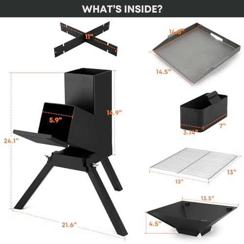 Stanbroil 3 in 1 Rocket Stoves with Grill Rack, Griddle and Pot Cooking Stand, Heavy Duty Wood Burning Stoves for Cooking, Camping wood Stove Kit for Off-Grid Supply, Outdoor Grilling Event by Stanbroil - Image 2