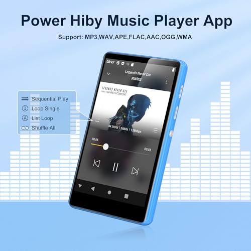 Image of MP3 Player with Bluetooth and WiFi,SWOFY 80GB MP3 Player with Spotify,Spotify Kids,Audible,Pandora,Amazon Music,4 inch Music Player MP4 Up to 521GB Blue
