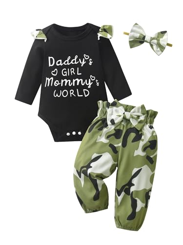 Zoputey Baby Girl Clothes Long Sleeve Letter Print Tops + Pants Outfit Set, Black, 9-12 Months