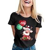 [yueewhu] クリスマス tシャツ レディース カジュアル クリスマス 仮装 サンタ雪だるま プリント 可愛い クリスマス 衣装 カットソー 人気 クリスマス 飾り コスプレ おもしろtシャツ ファッション 着痩せ 半袖tシャツ クリスマス 仮装 大人用