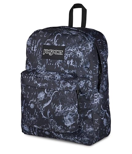 Image of JanSport SuperBreak Plus Backpack with Padded 15-inch Laptop Sleeve and Integrated Bottle Pocket - Spacious and Durable Daypack for Work and Travel, Afflicted Black /Charcoal /Dk Grey