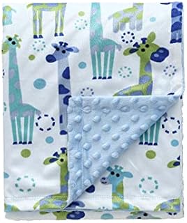 CREVENT Minky Baby Blanket for Boys Soft Plush Receiving Gift for Newborns Toddlers Swaddling(Cute Animal Printed + Dot Backing - Giraffe 75cmX100cm)